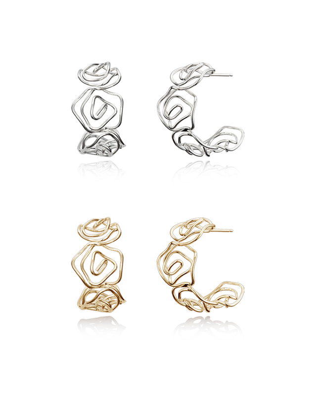 오블라 ROSE WIRE HOOP EARRING_2color JE057 착용컷
