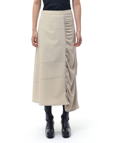 Shirring Panel Skirt _Beige