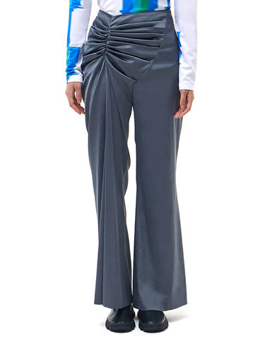 Satin Draped Trousers _ Grey