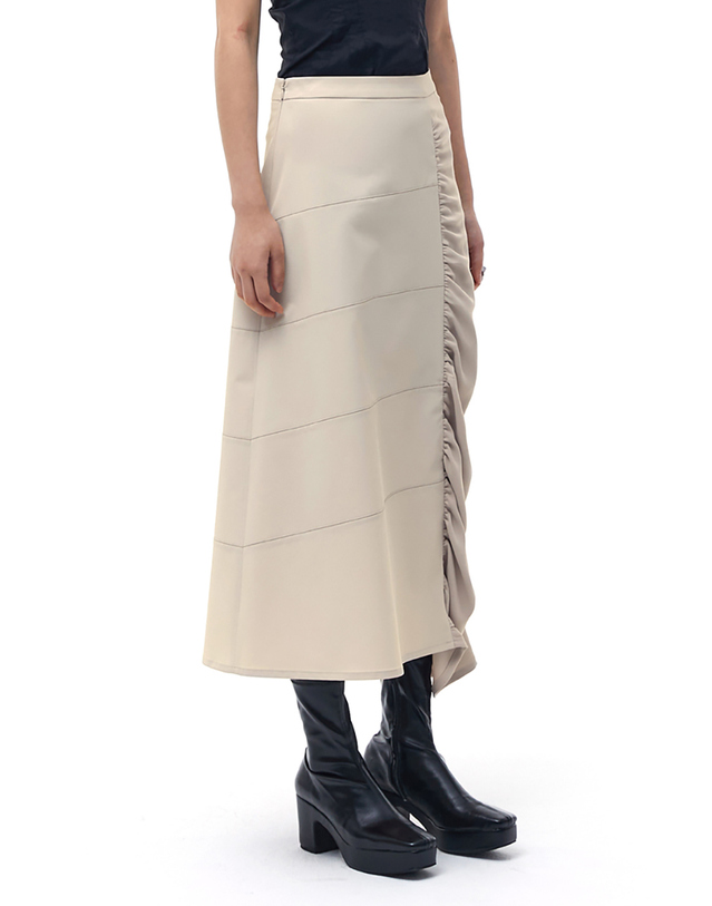 킴지수 Shirring Panel Skirt _Beige 베이지 착용컷
