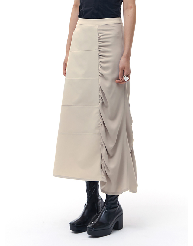 킴지수 Shirring Panel Skirt _Beige 베이지 착용컷