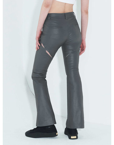 Coated Back Slit Jeans _ Grey