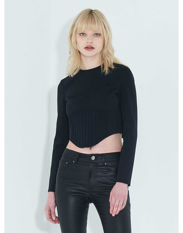 Pintuck Jersey Top _ Black