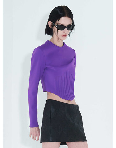 Pintuck Jersey Top _ Purple