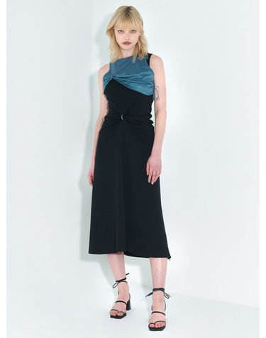 Chain Link Layered Dress _ Teal