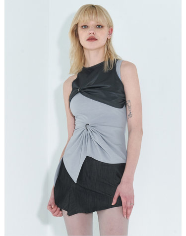 Chain Link Layered Top _ Grey