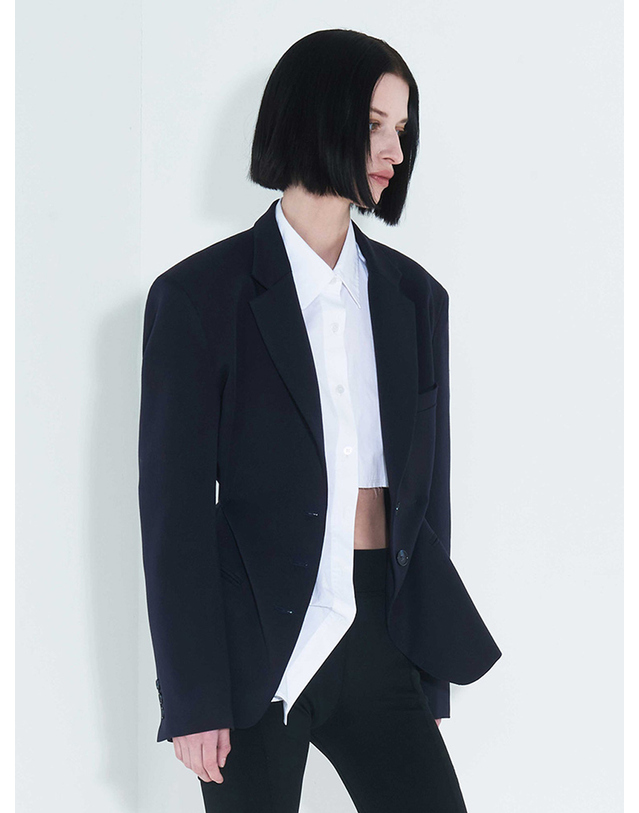 킴지수 DOZI - Pinched Tailored Jacket _ Dark Navy 네이비 착용컷