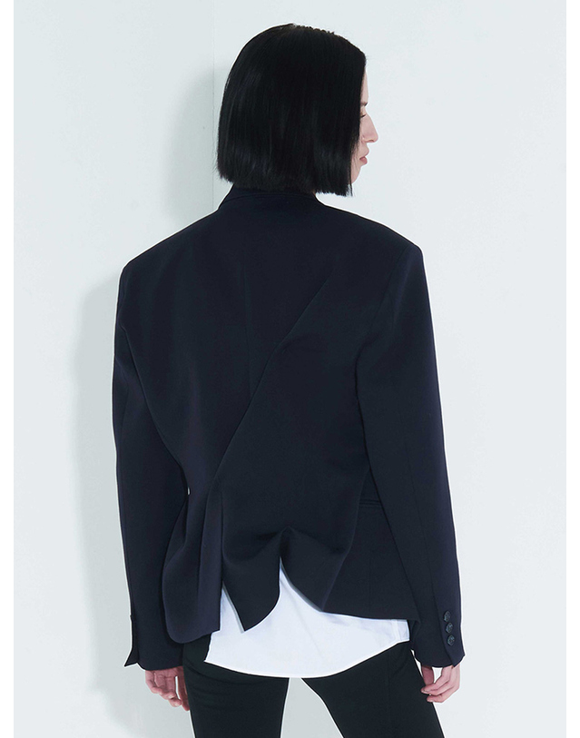 킴지수 DOZI - Pinched Tailored Jacket _ Dark Navy 네이비 착용컷