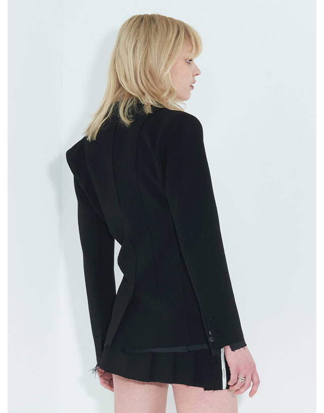 킴지수 Raw Edge Slim Jacket _ Black 블랙 착용컷