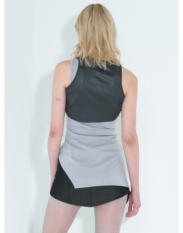 킴지수 Chain Link Layered Top _ Grey 그레이 착용컷