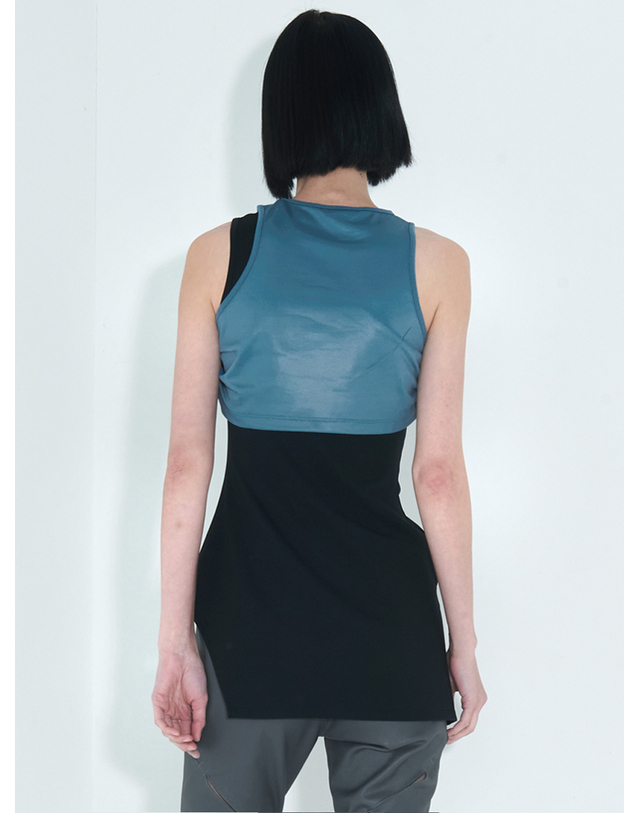 킴지수 Chain Link Layered Top _ Teal 그레이 착용컷