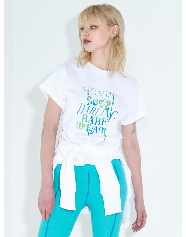 킴지수 Summer Lovers Dripping T-Shirt _ White 화이트 착용컷