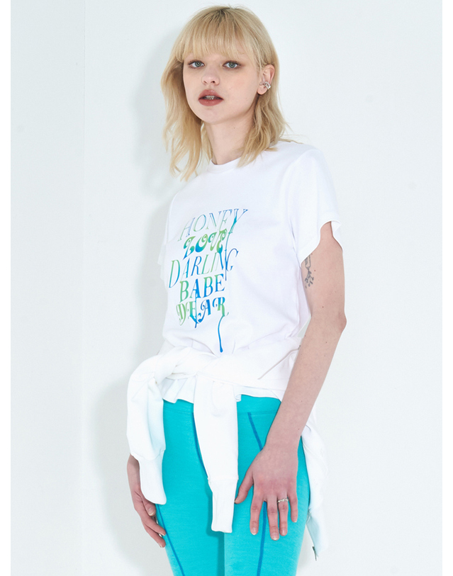 킴지수 Summer Lovers Dripping T-Shirt _ White 화이트 착용컷