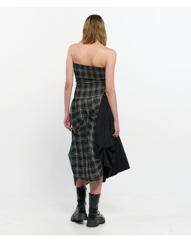 DOZI - Smocking Draped Dress _ BLACK