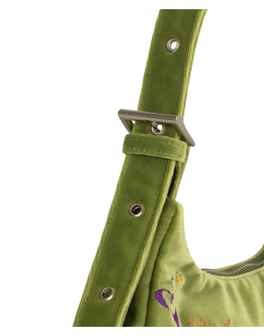Multicolour Embroidery Velvet Mini Bag _ GREEN