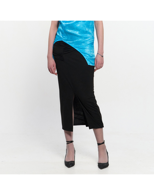킴지수 Shirring Layered Slit Skirt _ BLACK 착용컷