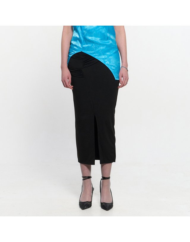 킴지수 Shirring Layered Slit Skirt _ BLACK 착용컷