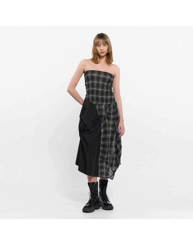 킴지수 DOZI - Smocking Draped Dress _ BLACK 착용컷