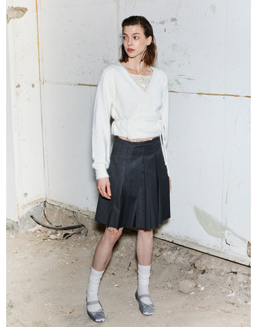 DIANA WRAP SKIRT-GREY 그레이 랩 플리츠 스커트