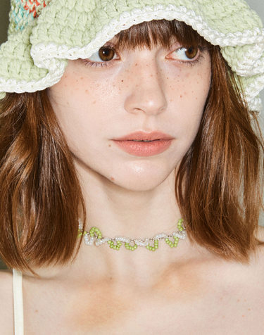 WAVE BEADS NECKLACE-MELON 웨이브 비즈 목걸이