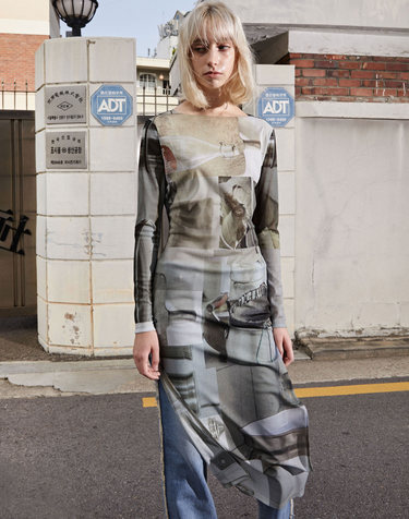 CASA DELLA ROSINA LONG MESH DRESS 까사 델라 로지나 롱 매쉬 프린트 드레스