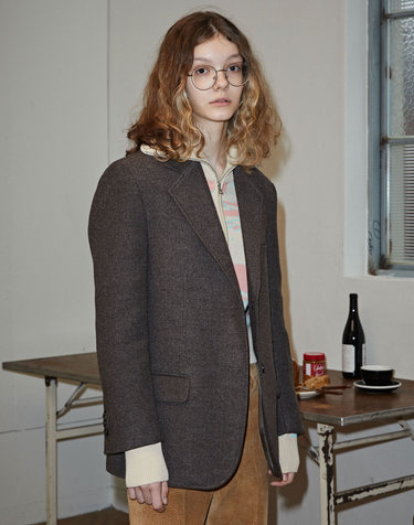 2 BUTTON WOOL TWILL JACKET BEIGE