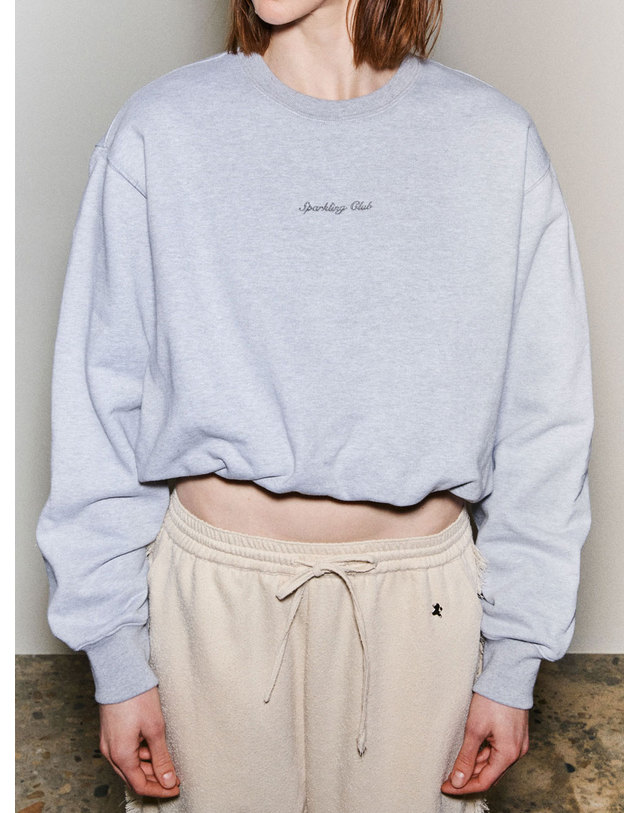 스파클링피스 ONION CROP SWEATSHIRT-MELANGE 어니언 크롭 맨투맨 그레이 착용컷