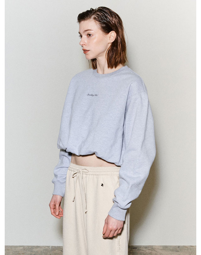 스파클링피스 ONION CROP SWEATSHIRT-MELANGE 어니언 크롭 맨투맨 그레이 착용컷