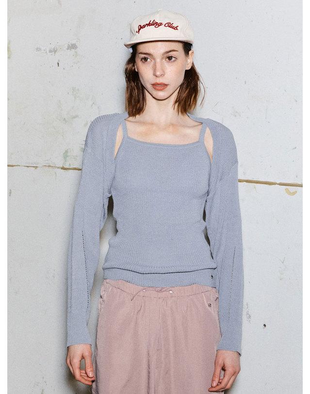 스파클링피스 BOLERO KNIT SET-PALE BLUE 볼레로 니트 세트 블루 착용컷