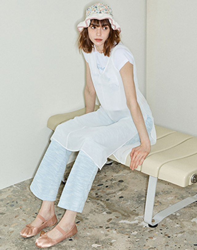 스파클링피스 SLUB FLARE PANTS 슬럽 플래어 팬츠 착용컷