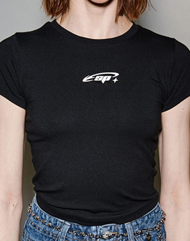스파클링피스 SP 3M REFLECTIVE T-SHIRTS - BLACK 에스피 리플렉티브 크롭 티셔츠 착용컷