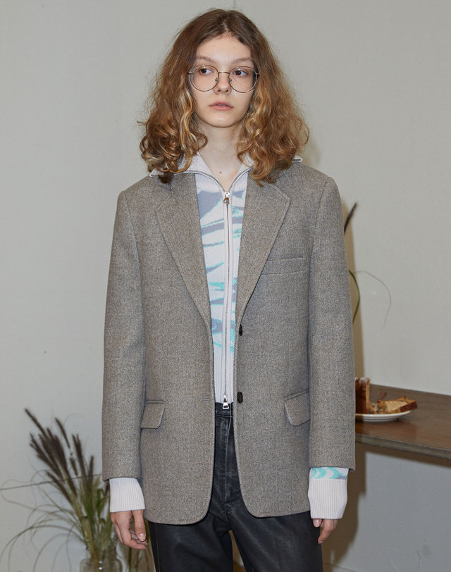 스파클링피스 2 BUTTON WOOL TWILL JACKET BEIGE 베이지 착용컷