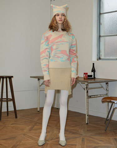 KNIT POCKET SKIRT BEIGE