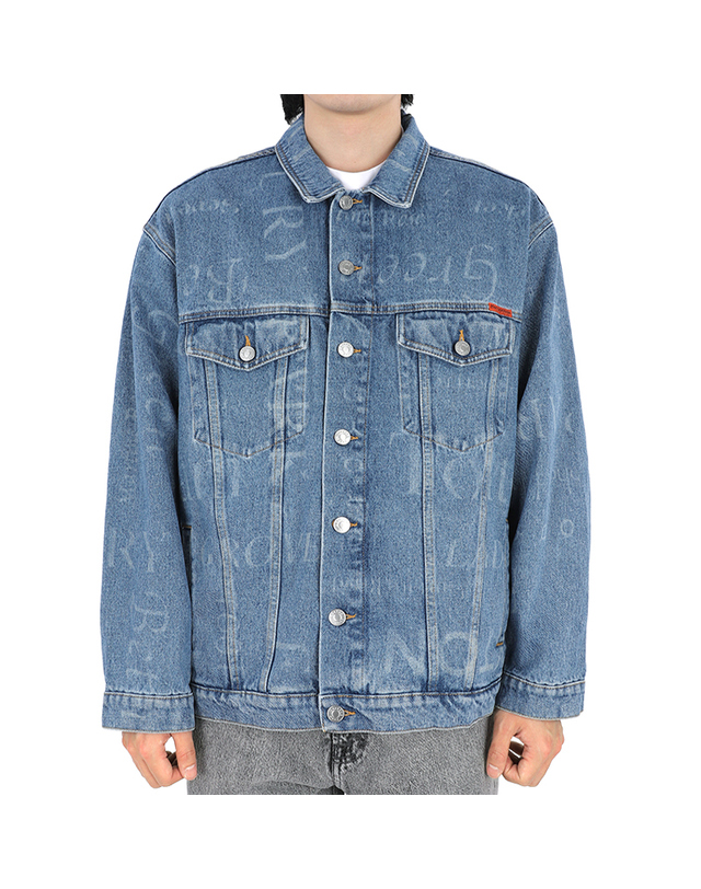 마틴로즈 23 S/S 마틴로즈 남성 로고 프린팅 데님 자켓(블루) CMRSS23 201 BLUESTREETNAMES 착용컷