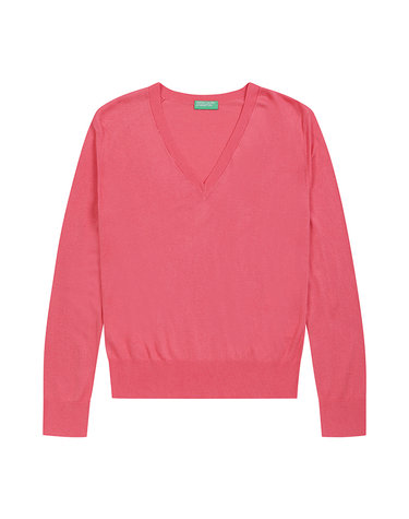 Silk blend v neck sweater_1ZRED402L0U0