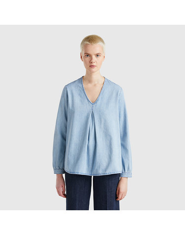 V neck denim blouse_5RZKDQ0BD902