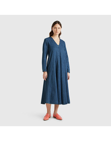 Deep v neck denim long dress_4RZKDV0AY901