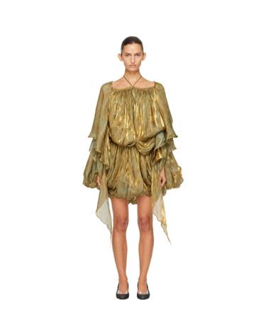 [해외직구] 26 FW 키코 코스타디노브 카키   골드톤 케스트렐 미니 드레스 262985F052008