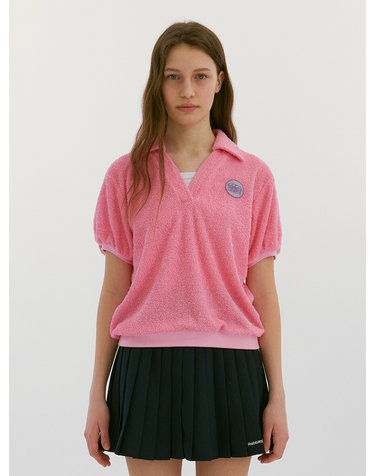 RB Terry Collar Wappen T-Shirts Pink