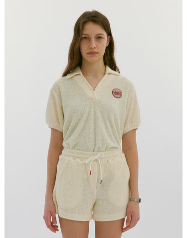 RB Terry Collar Wappen T-Shirts Ivory