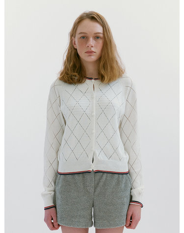 RB Summer Punching Knit Cardigan White