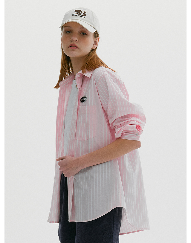 래비티 스포츠 RB Sports Wappen Stripe Shirts Pink 착용컷
