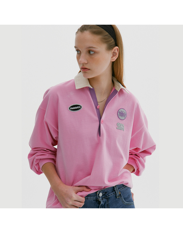 래비티 스포츠 RB Sports Wappen Rugby T-shirt Pink 착용컷
