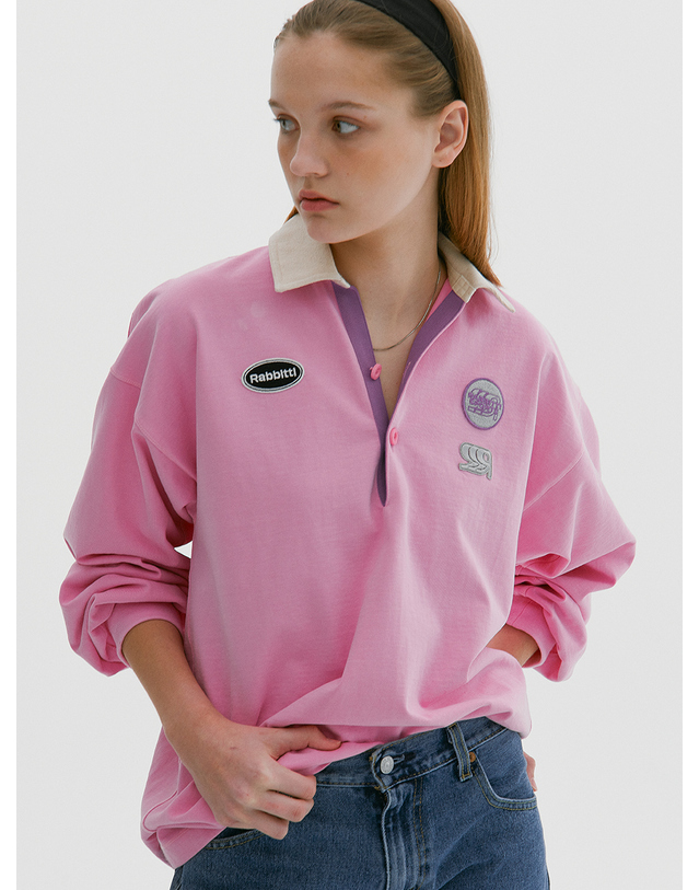 래비티 스포츠 RB Sports Wappen Rugby T-shirt Pink 착용컷