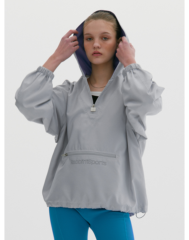 래비티 스포츠 RB Sports Windbreaker Anorak Light Grey 착용컷