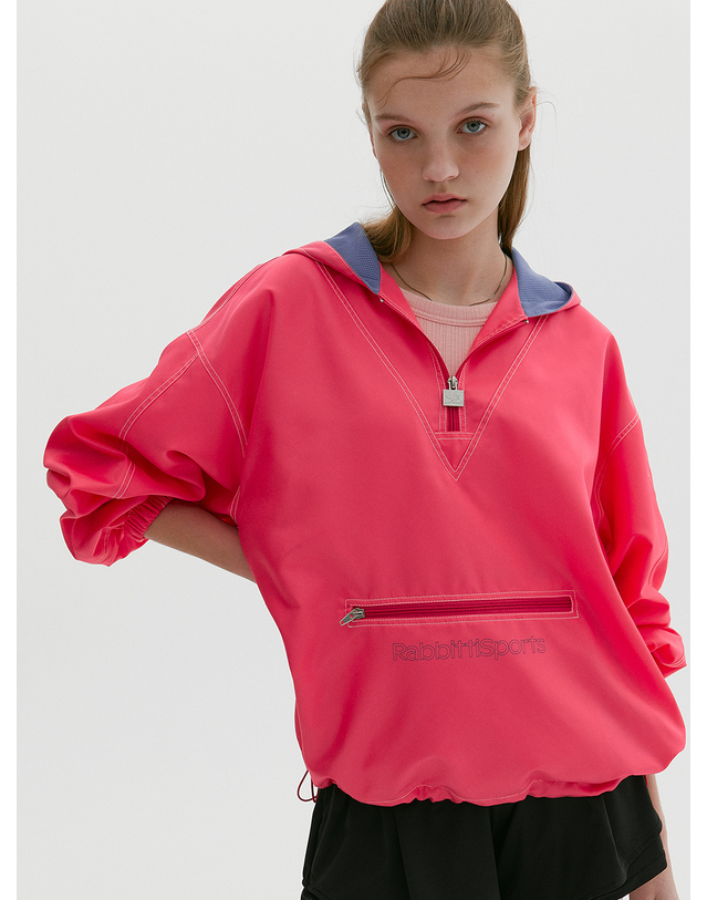 래비티 스포츠 RB Sports Windbreaker Anorak Pink 착용컷