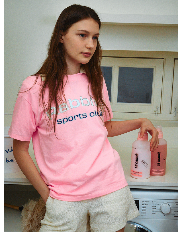 래비티 스포츠 RB Logo Basic Fit T-Shirts Pink 착용컷