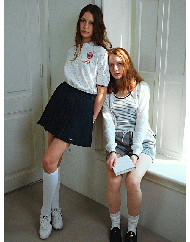 래비티 스포츠 RB Summer Punching Knit Cardigan Blue 착용컷