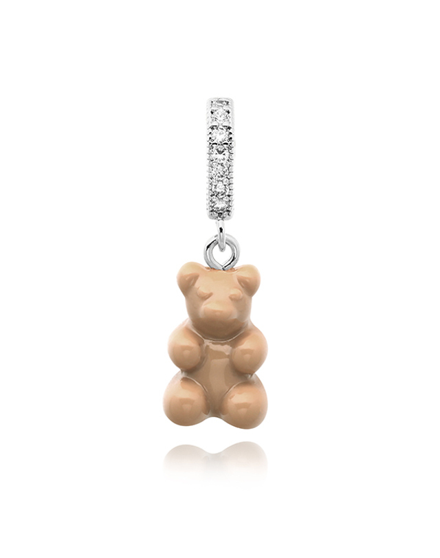 크리스탈 헤이즈 크리스탈헤이즈 NOSTALGIA BEAR-SALT CARAMEL-PAVE CONNECTOR SILVER 노스텔지아 베어 페이브 솔트 카라멜 실버 펜던트 팔찌참 당일발송 착용컷