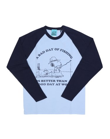 와일드동키 긴팔 TL-FISHING SNOOPY VINTAGE LIGHT BLUE/NAVY 포인트 긴팔티 당일발송